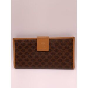 Vintage Celine Macadam Coated Canvas & Leather Long Wallet Clutch